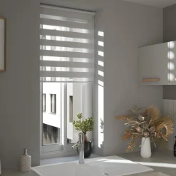 Store enrouleur jour / nuit sans perçage Elin 2 blanc cassé l.60 x H.180cm Goodhome