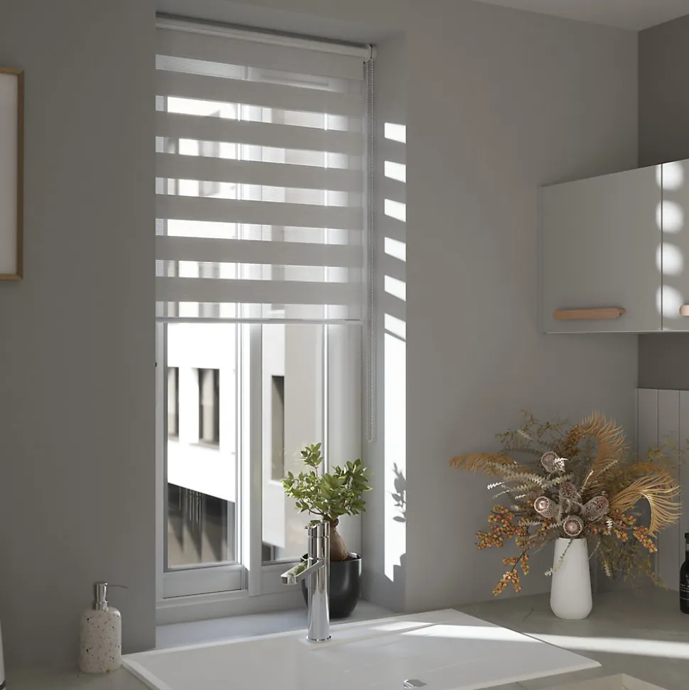 Store enrouleur jour / nuit sans perçage Elin 2 blanc cassé l.60 x H.180cm Goodhome