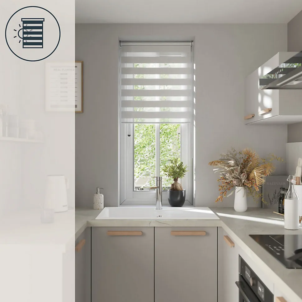 Store enrouleur jour / nuit sans perçage Elin 2 blanc cassé l.60 x H.180cm Goodhome