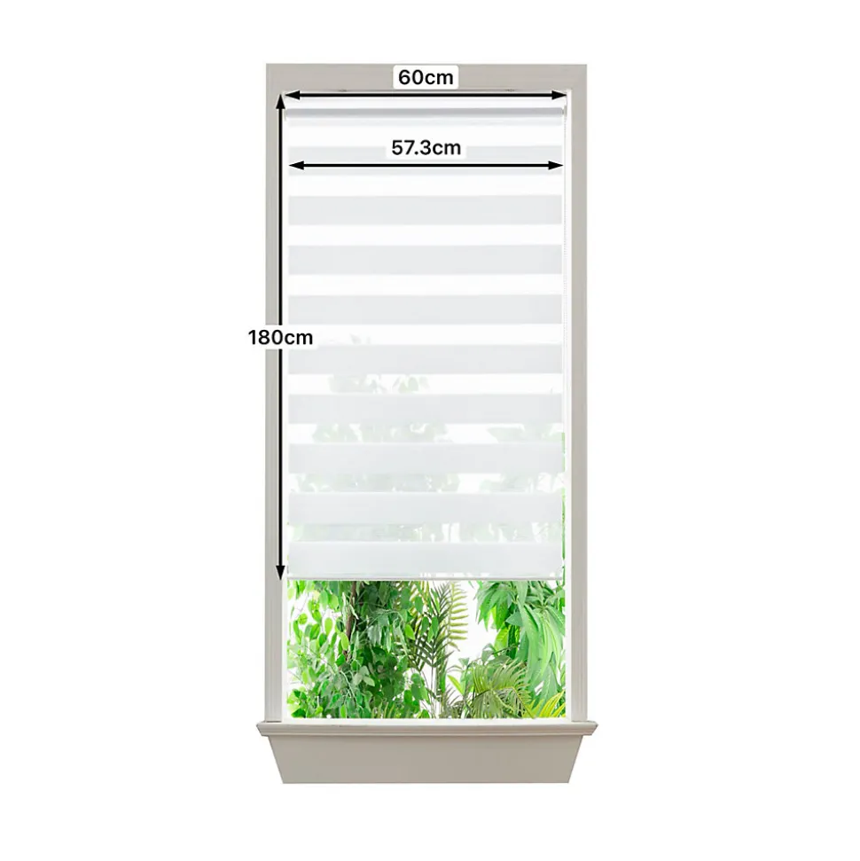 Store enrouleur jour / nuit sans perçage Elin 2 blanc cassé l.60 x H.180cm Goodhome