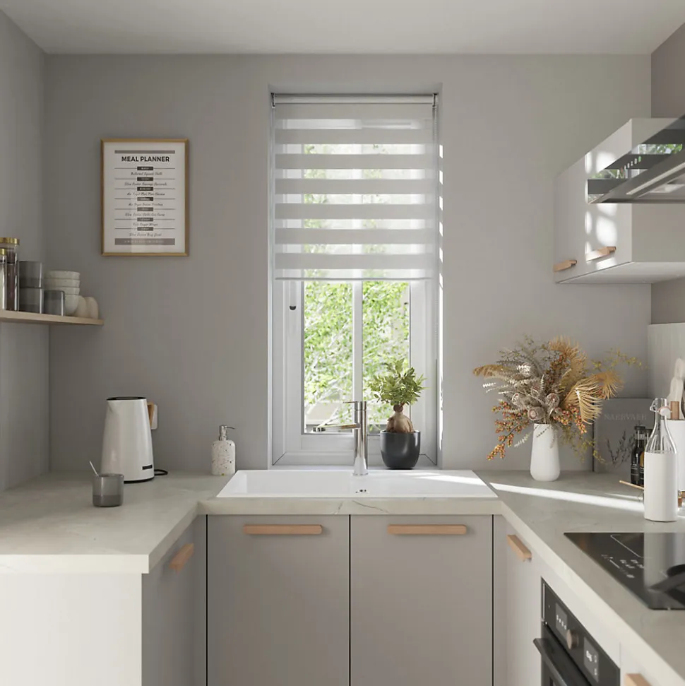 Store enrouleur jour / nuit sans perçage Elin 2 blanc cassé l.60 x H.180cm Goodhome