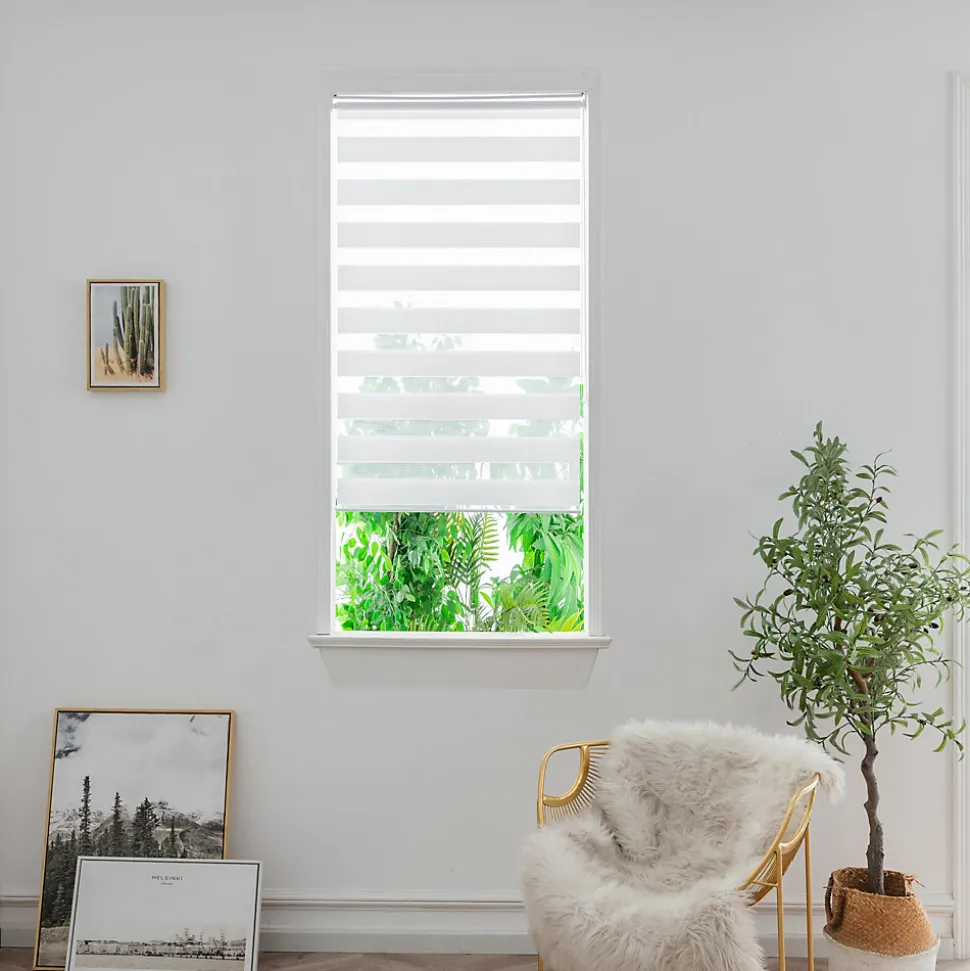Store enrouleur jour / nuit sans perçage blanc l.90 x H.160cm
