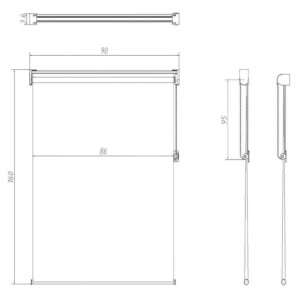 Store enrouleur jour / nuit sans perçage blanc l.90 x H.160cm