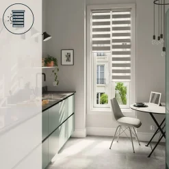 Store enrouleur jour / nuit sans perçage Brize gris chiné l.45 x H.140cm Goodhome