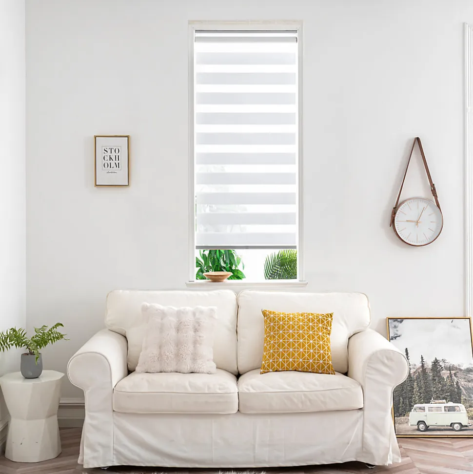 Store enrouleur jour / nuit sans perçage Keston blanc cassé l.60 x H.180cm Goodhome
