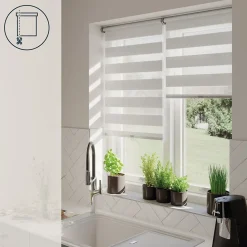 Store enrouleur jour / nuit sans perçage Keston blanc cassé l.60 x H.180cm Goodhome