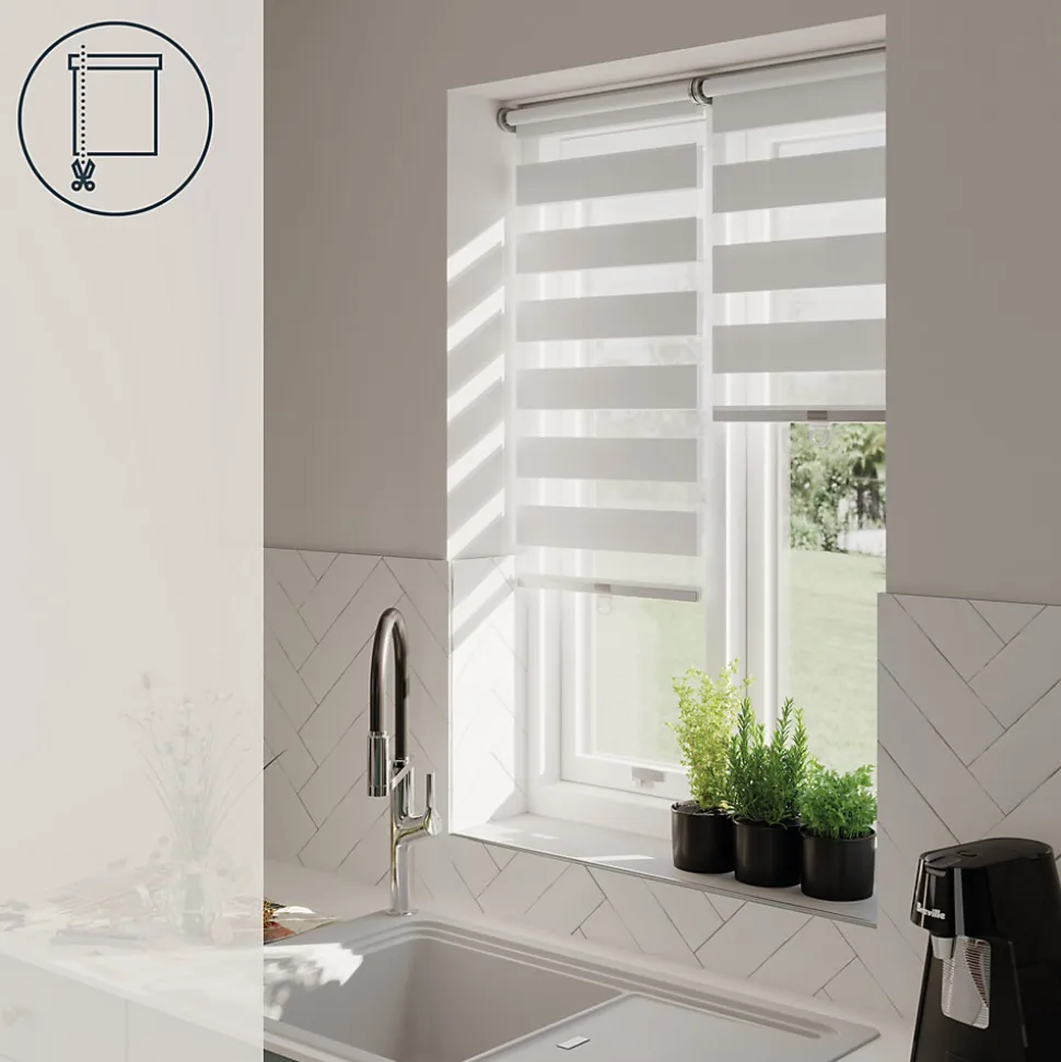Store enrouleur jour / nuit sans perçage Keston blanc cassé l.45 x H.140cm Goodhome