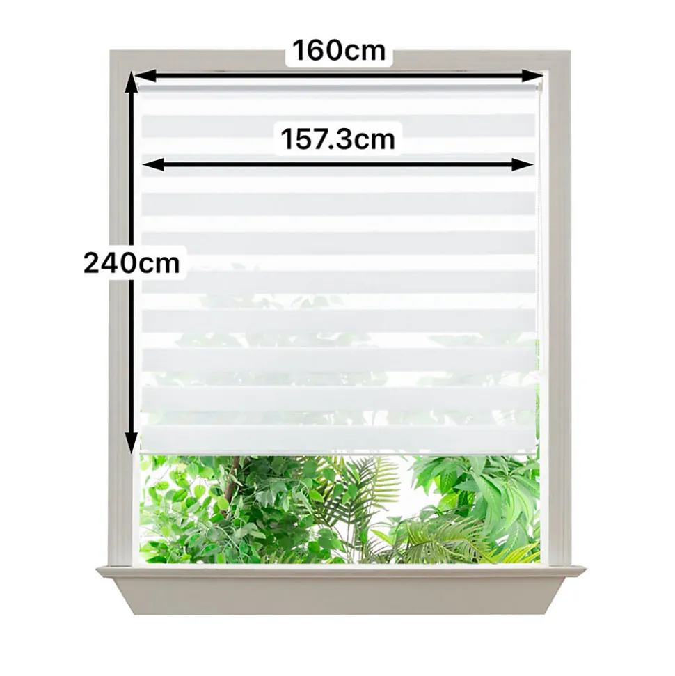 Store enrouleur jour / nuit sans perçage Elin 2 blanc cassé l.160 x H.240cm Goodhome