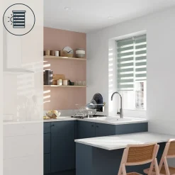 Store enrouleur jour / nuit sans perçage Elin 2 vert céladon l.45 x H.140cm Goodhome