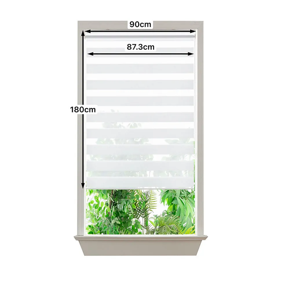 Store enrouleur jour / nuit sans perçage Elin 2 blanc cassé l.90 x H.180cm Goodhome