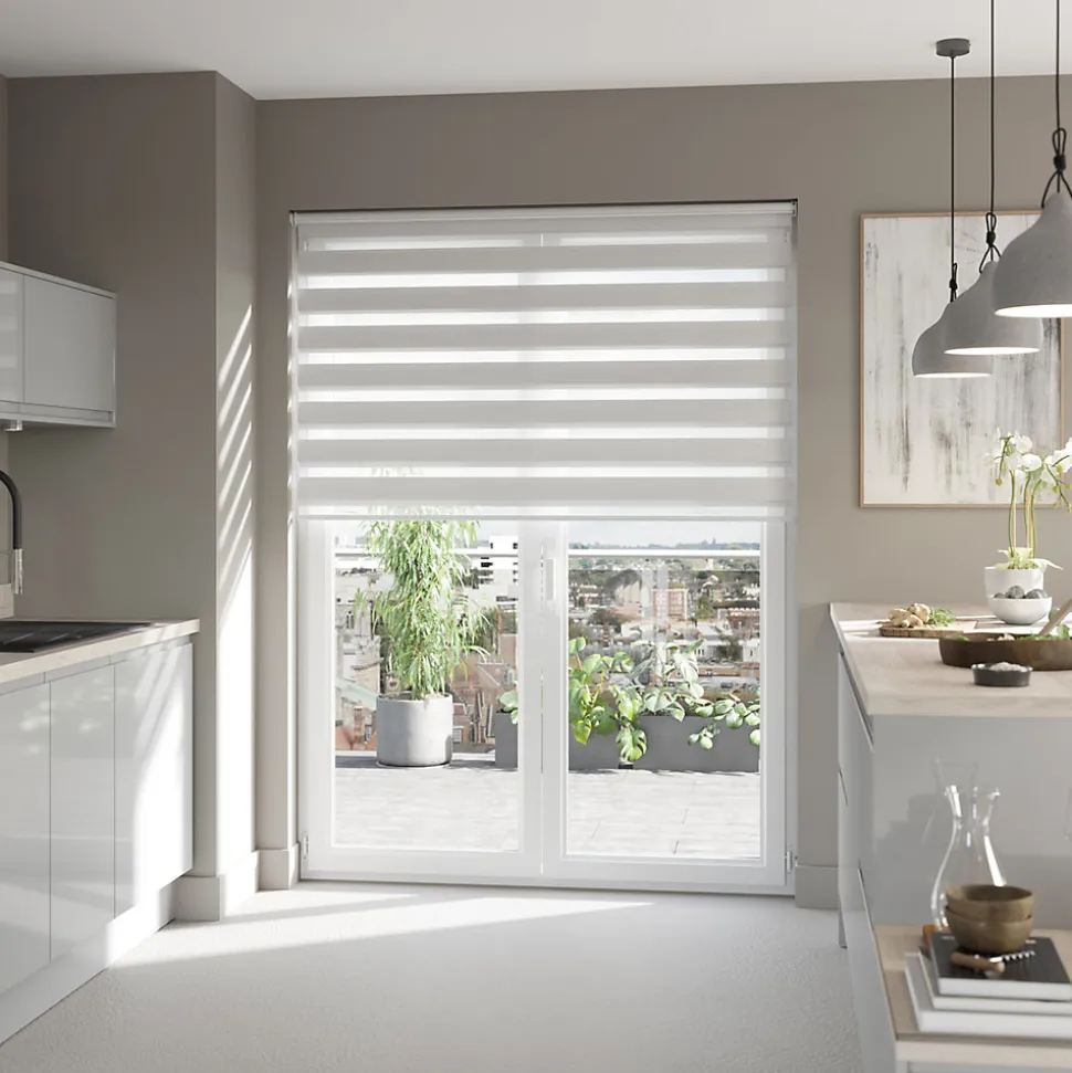 Store enrouleur jour / nuit sans perçage Elin 2 blanc cassé l.180 x H.240cm Goodhome
