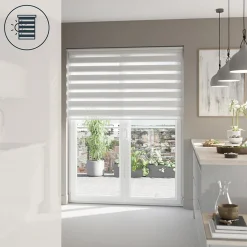 Store enrouleur jour / nuit sans perçage Elin 2 blanc cassé l.180 x H.240cm Goodhome
