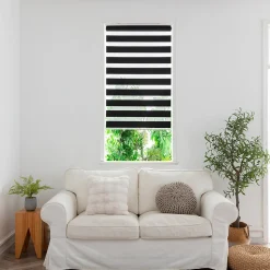 Store enrouleur jour / nuit sans perçage Elin 2 noir l.55 x H.180cm Goodhome