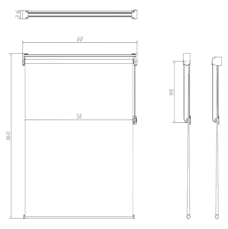 Store enrouleur jour / nuit sans perçage blanc l.60 x H.160cm