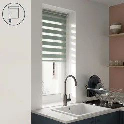 Store enrouleur jour / nuit sans perçage Elin 2 vert céladon l.80 x H.180cm Goodhome
