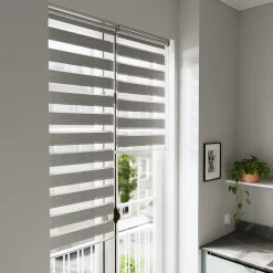 Store enrouleur jour / nuit sans perçage Brize gris chiné l.75 x H.240cm Goodhome