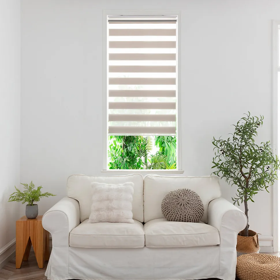 Store enrouleur jour / nuit sans perçage Elin 2 gris perle l.60 x H.180cm Goodhome