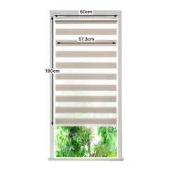 Store enrouleur jour / nuit sans perçage Elin 2 gris perle l.60 x H.180cm Goodhome