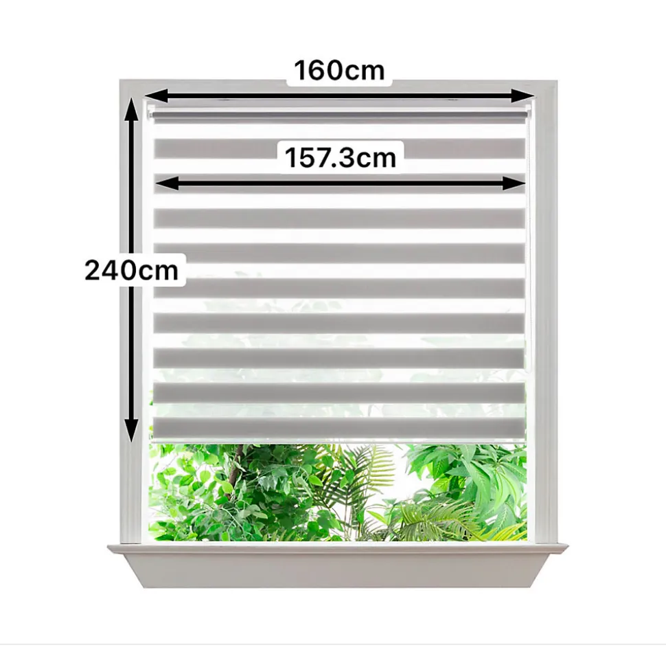 Store enrouleur jour / nuit sans perçage Elin 2 gris béton l.160 x H.240cm Goodhome