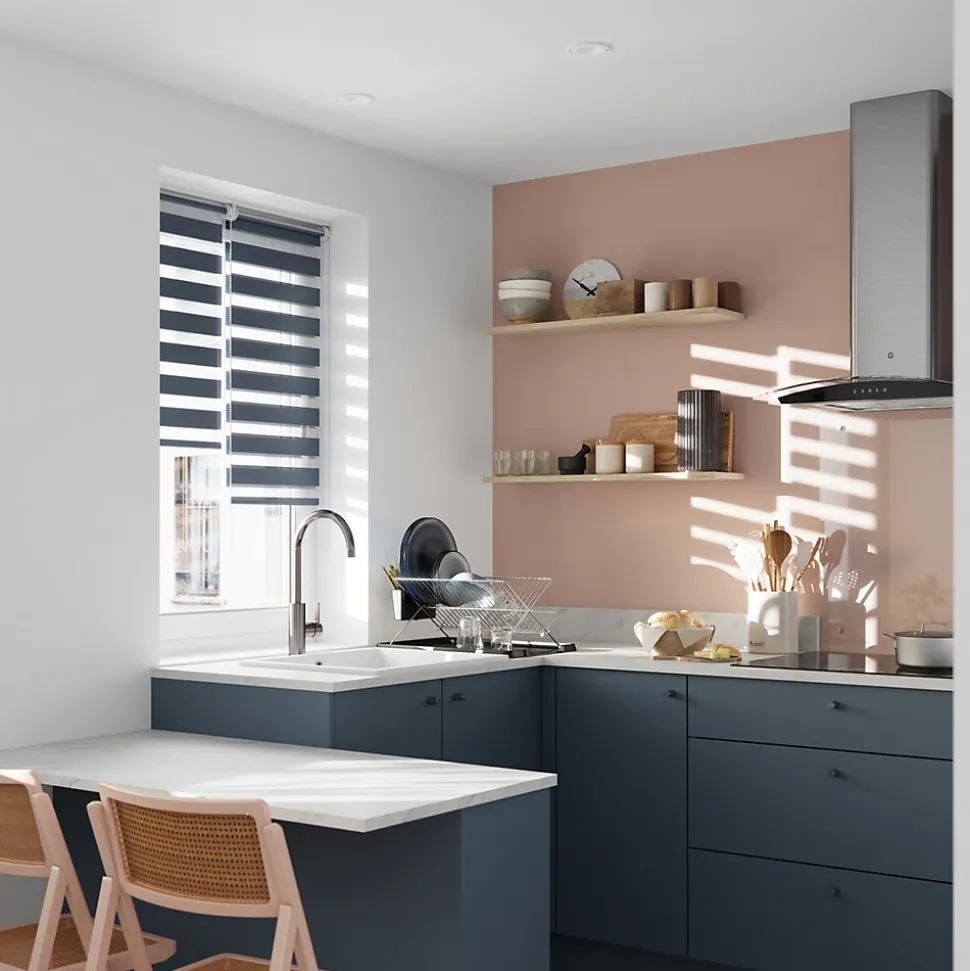 Store enrouleur jour / nuit sans perçage Elin 2 gris béton l.160 x H.240cm Goodhome
