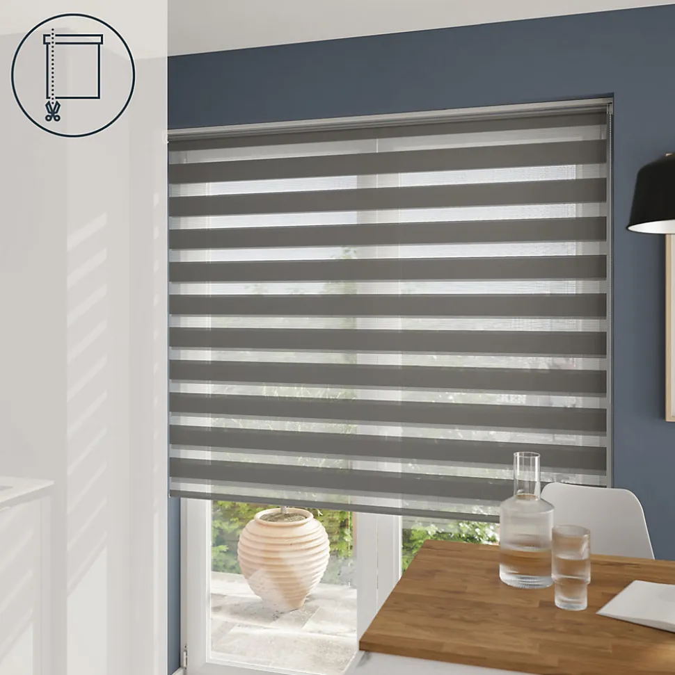 Store enrouleur jour / nuit sans perçage Elin 2 gris béton l.160 x H.240cm Goodhome