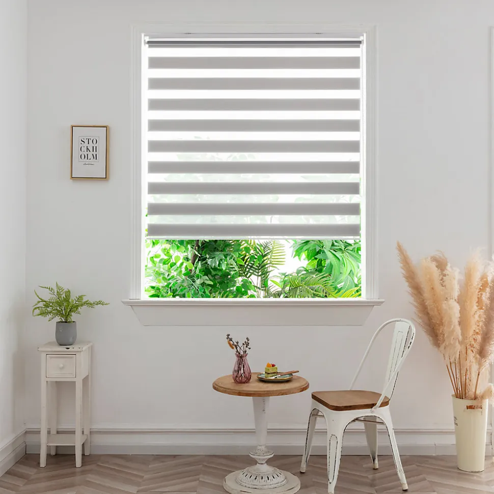 Store enrouleur jour / nuit sans perçage Elin 2 gris béton l.160 x H.240cm Goodhome