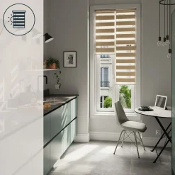 Store enrouleur jour / nuit sans perçage Brize beige l.45 x H.140cm Goodhome