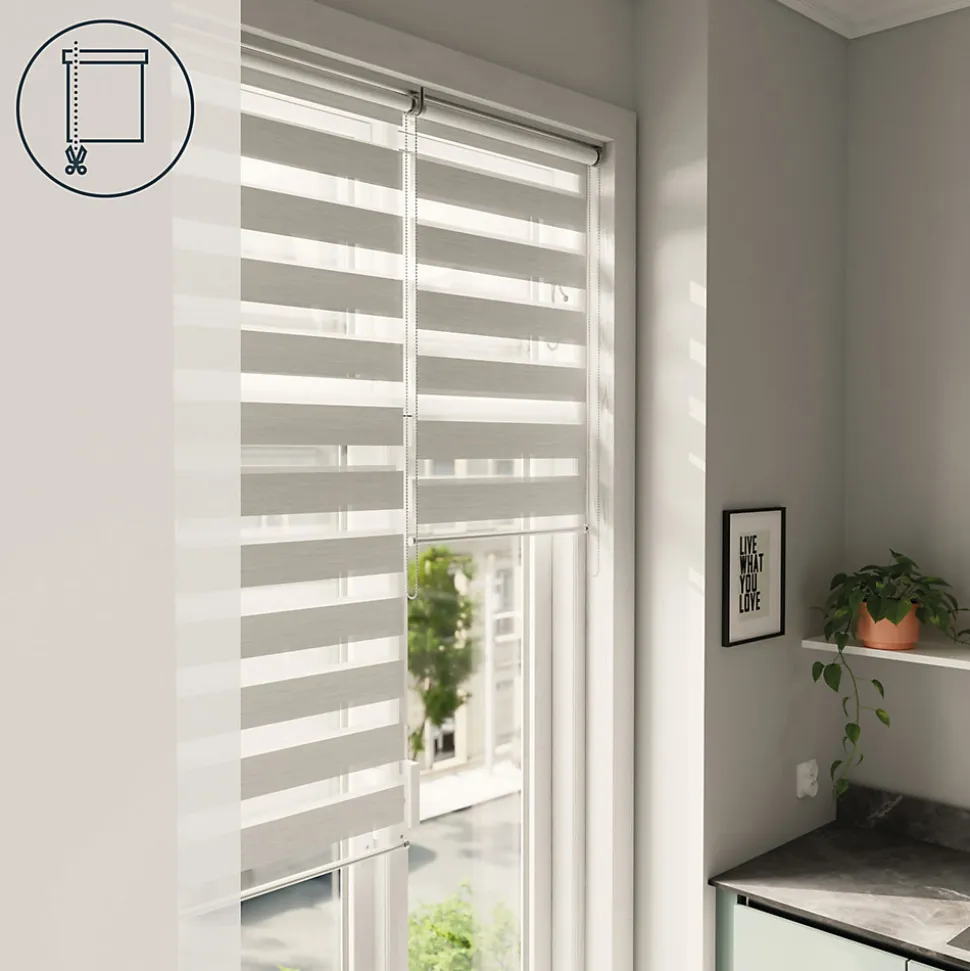 Store enrouleur jour / nuit sans perçage Brize blanc chiné l.90 x H.240cm Goodhome