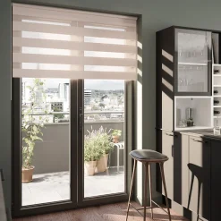 Store enrouleur jour / nuit sans perçage Elin 2 gris perle l.160 x H.240cm Goodhome