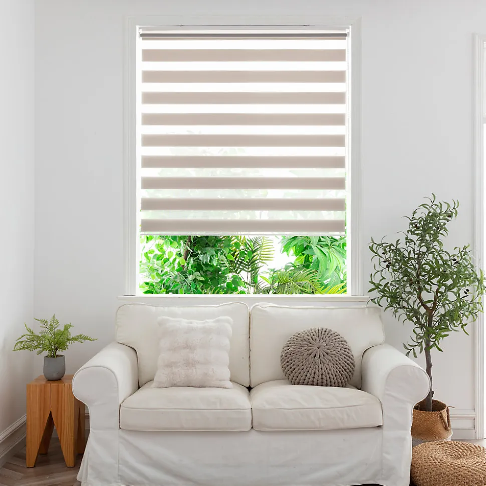 Store enrouleur jour / nuit sans perçage Elin 2 gris perle l.160 x H.240cm Goodhome
