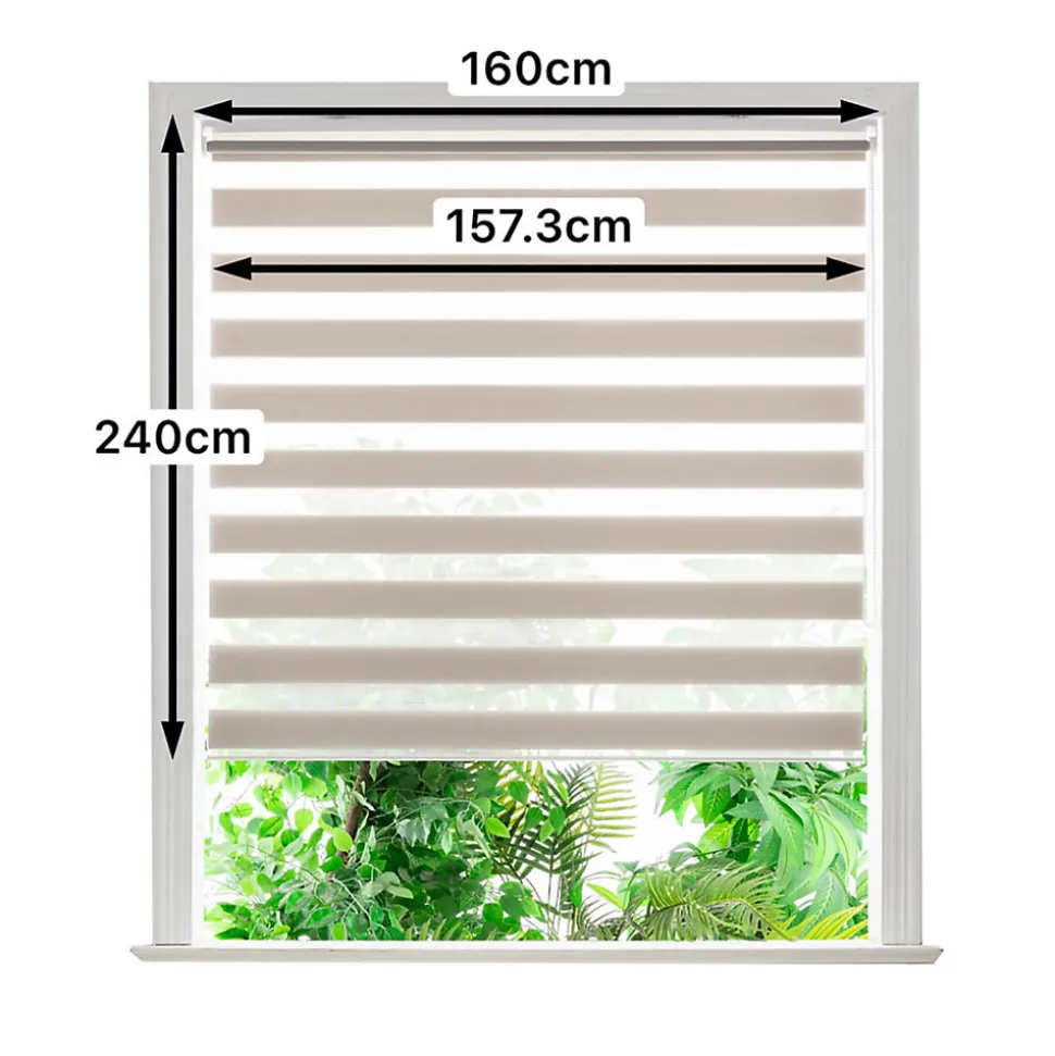 Store enrouleur jour / nuit sans perçage Elin 2 gris perle l.160 x H.240cm Goodhome