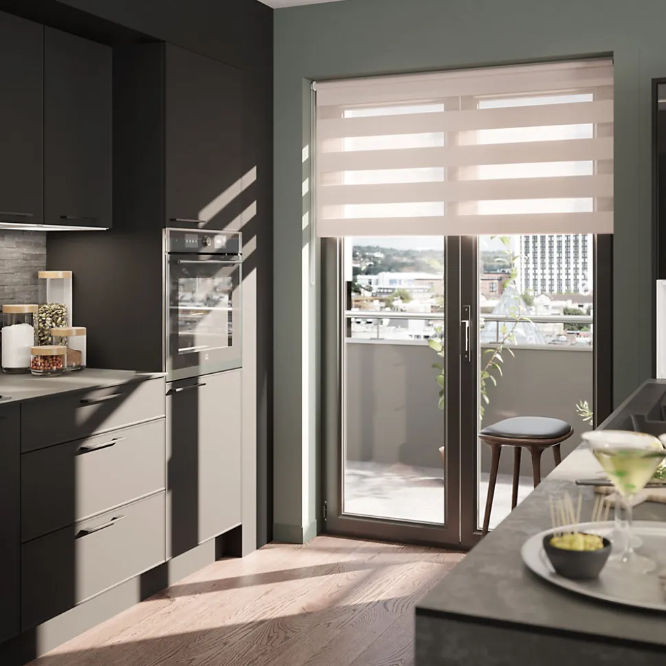 Store enrouleur jour / nuit sans perçage Elin 2 gris perle l.160 x H.240cm Goodhome
