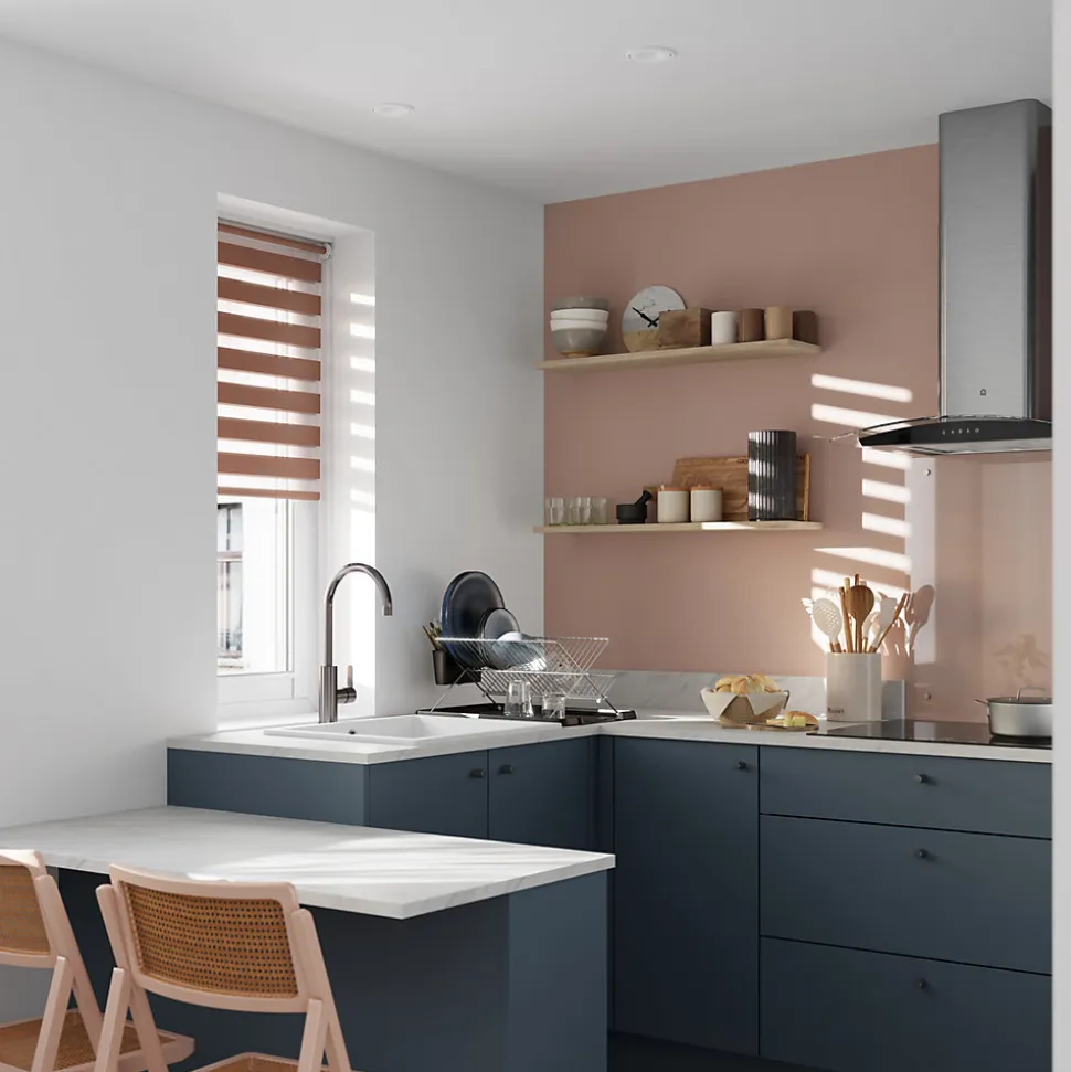 Store enrouleur jour / nuit sans perçage Elin 2 terracotta l.55 x H.180cm Goodhome