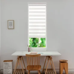 Store enrouleur jour / nuit sans perçage Brize blanc chiné l.60 x H.180cm Goodhome