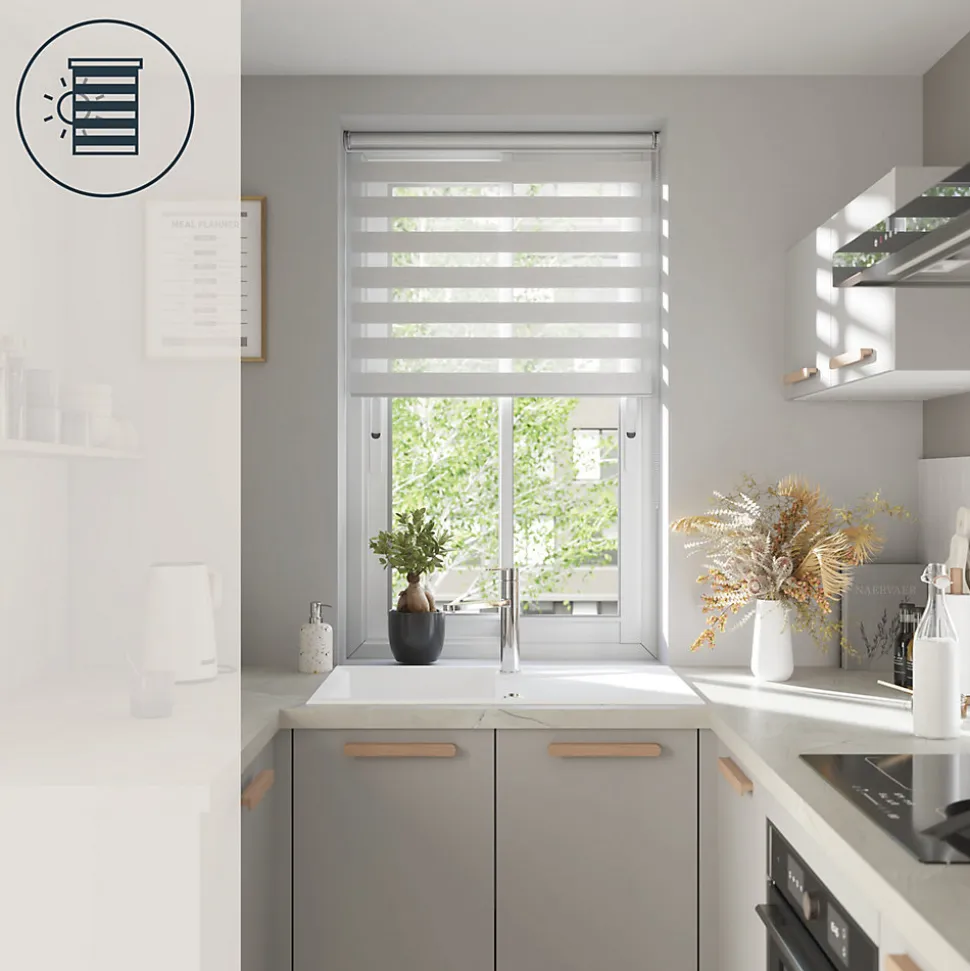Store enrouleur jour / nuit sans perçage Elin 2 blanc cassé l.80 x H.180cm Goodhome