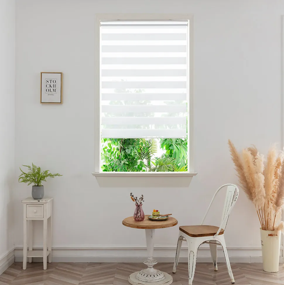 Store enrouleur jour / nuit sans perçage Elin 2 blanc cassé l.80 x H.180cm Goodhome
