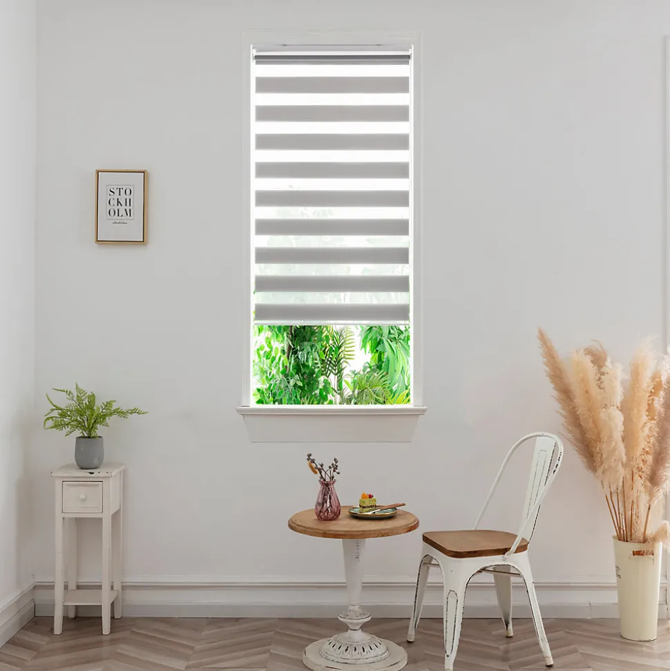 Store enrouleur jour / nuit sans perçage Elin 2 gris béton l.45 x H.140cm Goodhome