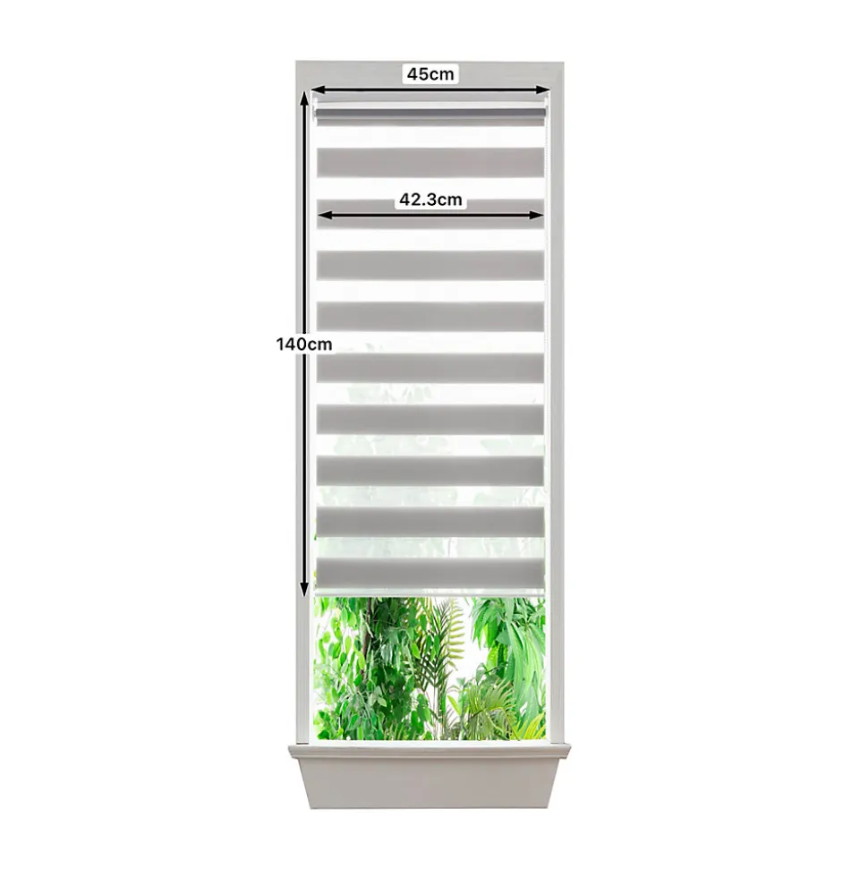 Store enrouleur jour / nuit sans perçage Elin 2 gris béton l.45 x H.140cm Goodhome