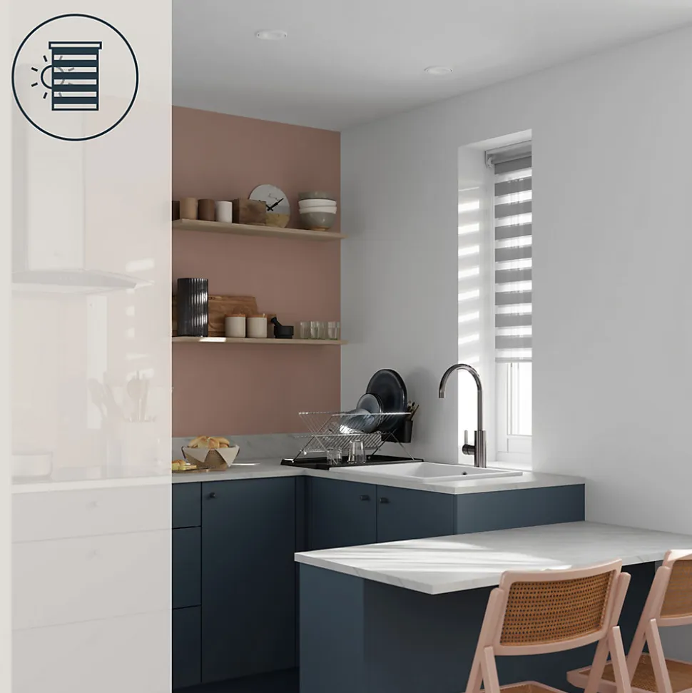 Store enrouleur jour / nuit sans perçage Elin 2 gris béton l.45 x H.140cm Goodhome