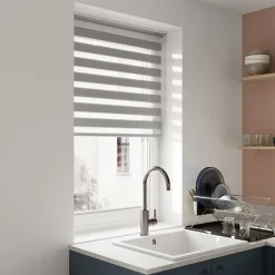 Store enrouleur jour / nuit sans perçage Elin 2 gris béton l.90 x H.180cm Goodhome