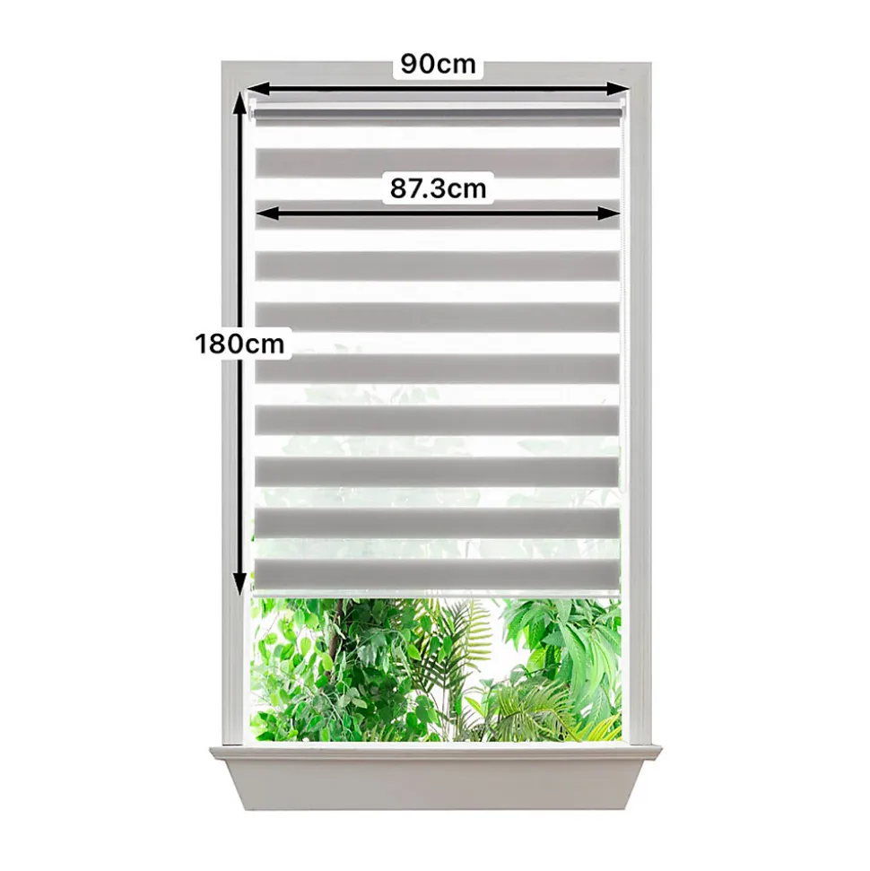 Store enrouleur jour / nuit sans perçage Elin 2 gris béton l.90 x H.180cm Goodhome
