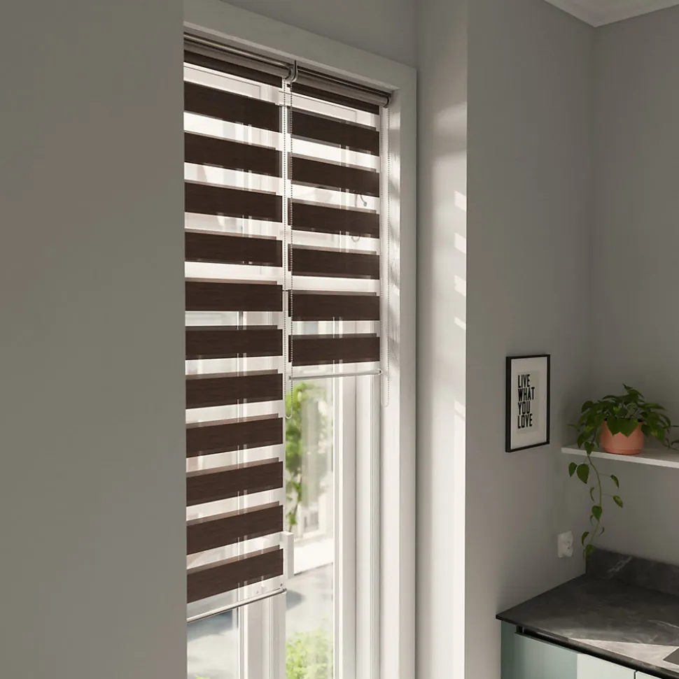 Store enrouleur jour / nuit sans perçage Brize marron l.40 x H.140cm Goodhome