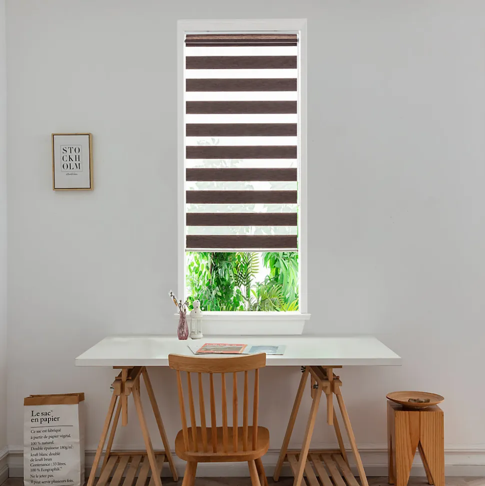 Store enrouleur jour / nuit sans perçage Brize marron l.40 x H.140cm Goodhome