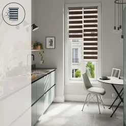 Store enrouleur jour / nuit sans perçage Brize marron l.40 x H.140cm Goodhome