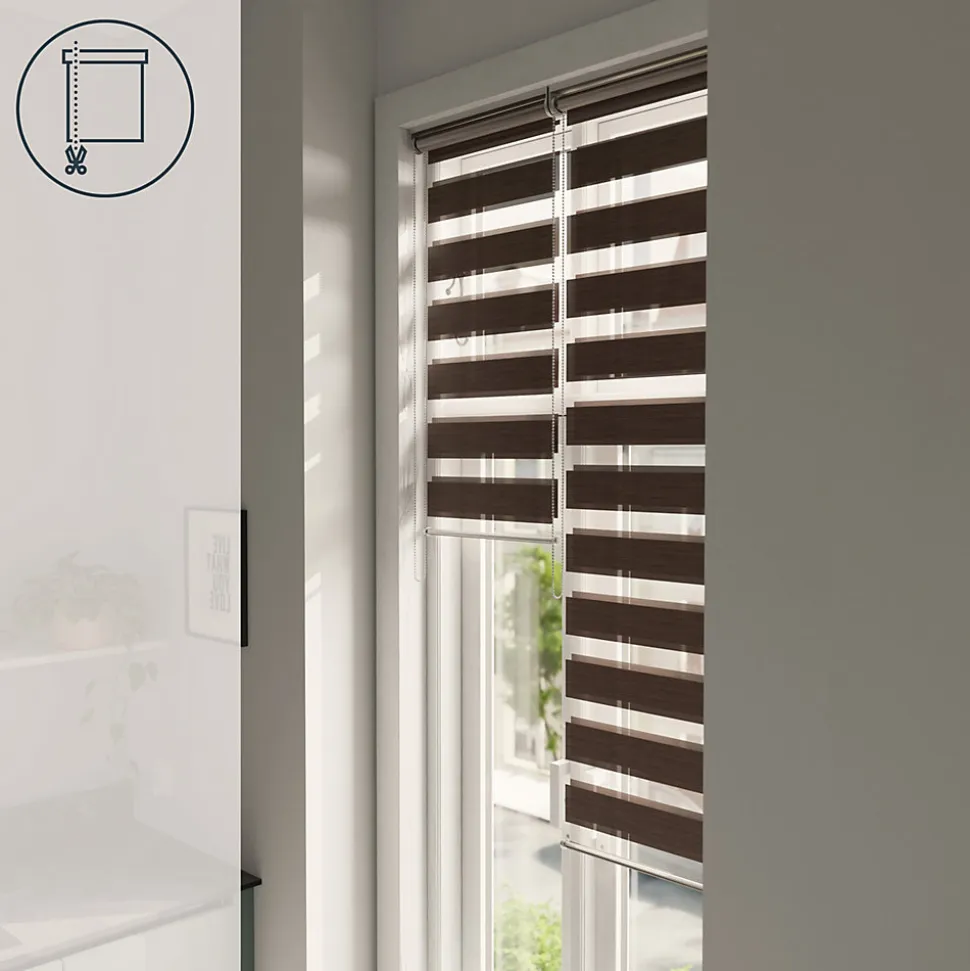 Store enrouleur jour / nuit sans perçage Brize marron l.40 x H.140cm Goodhome