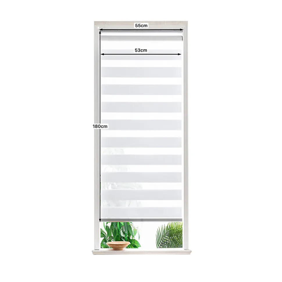 Store enrouleur jour / nuit sans perçage Keston blanc cassé l.55 x H.180cm Goodhome