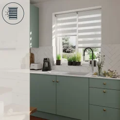 Store enrouleur jour / nuit sans perçage Keston blanc cassé l.55 x H.180cm Goodhome
