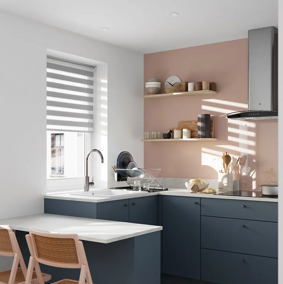Store enrouleur jour / nuit sans perçage Elin 2 gris béton l.80 x H.180cm Goodhome