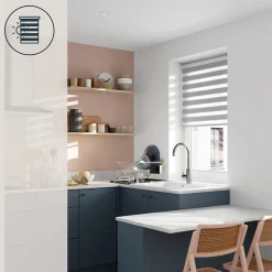 Store enrouleur jour / nuit sans perçage Elin 2 gris béton l.80 x H.180cm Goodhome