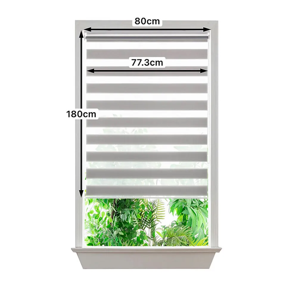 Store enrouleur jour / nuit sans perçage Elin 2 gris béton l.80 x H.180cm Goodhome